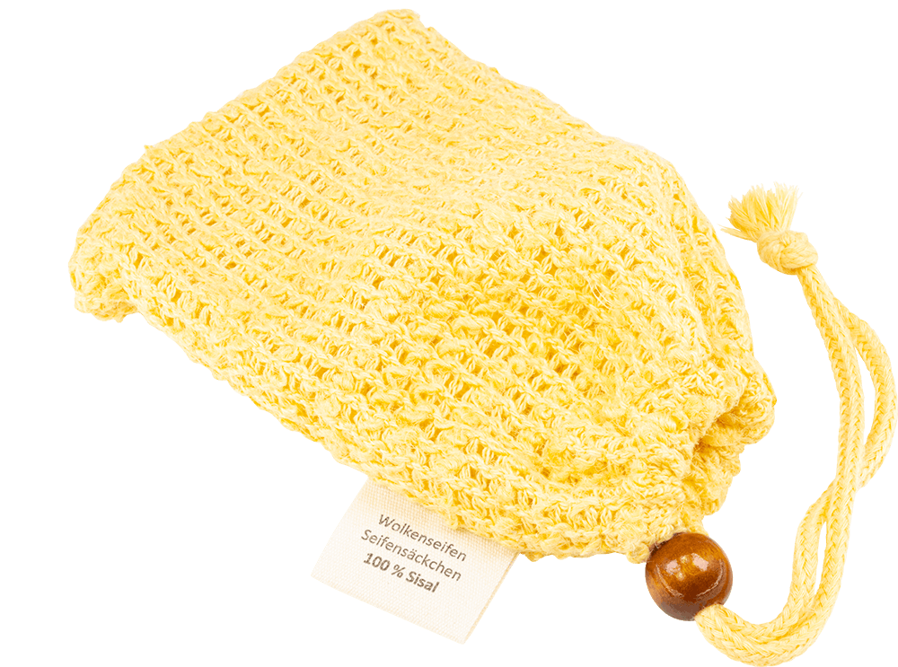 Sisal-Seifensäckchen Gelb ohne Hintergrund